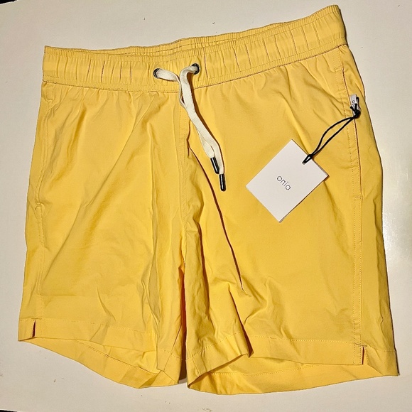 Onia The Charles Solid Yellow Lined Swim Shorts Trunks 5 " Inseam Men's Small - Picture 4 of 14